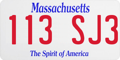 MA license plate 113SJ3