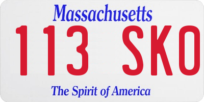 MA license plate 113SK0