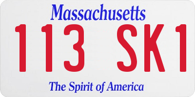 MA license plate 113SK1