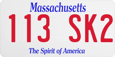 MA license plate 113SK2