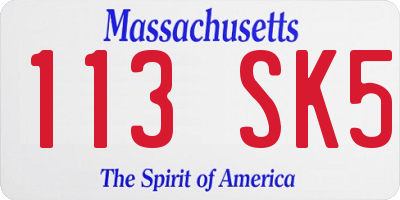 MA license plate 113SK5