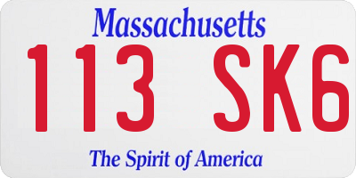MA license plate 113SK6