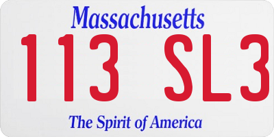 MA license plate 113SL3
