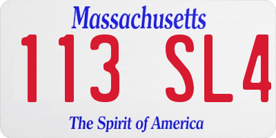 MA license plate 113SL4