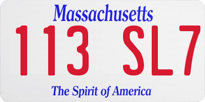 MA license plate 113SL7
