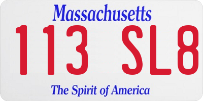 MA license plate 113SL8