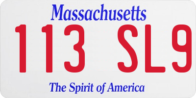MA license plate 113SL9