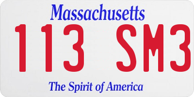 MA license plate 113SM3
