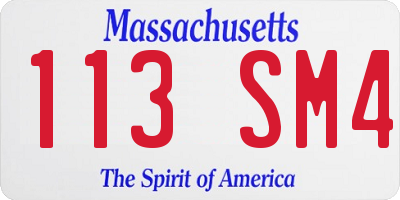 MA license plate 113SM4