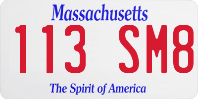 MA license plate 113SM8