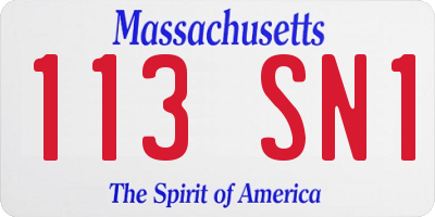 MA license plate 113SN1