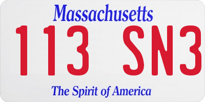 MA license plate 113SN3