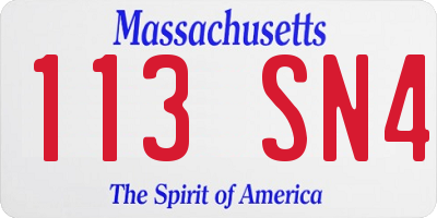 MA license plate 113SN4