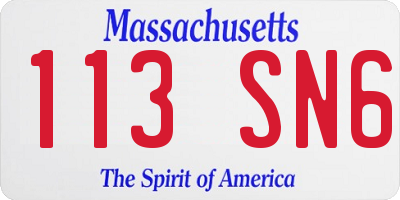 MA license plate 113SN6
