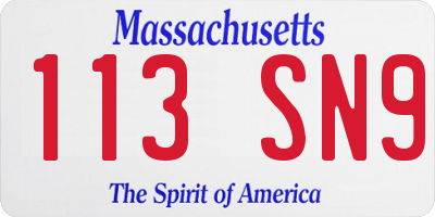 MA license plate 113SN9
