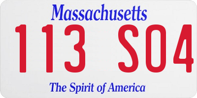 MA license plate 113SO4