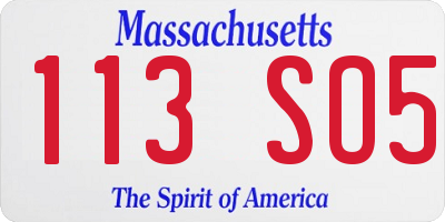 MA license plate 113SO5