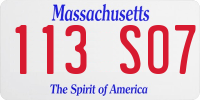 MA license plate 113SO7