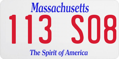 MA license plate 113SO8