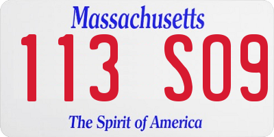 MA license plate 113SO9