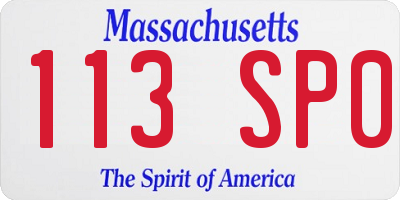 MA license plate 113SP0