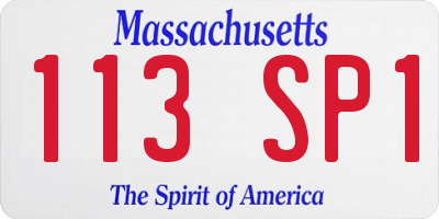 MA license plate 113SP1