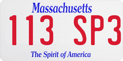 MA license plate 113SP3