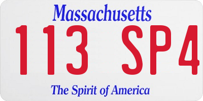 MA license plate 113SP4