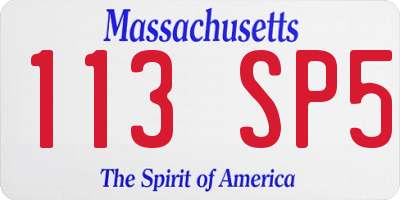 MA license plate 113SP5