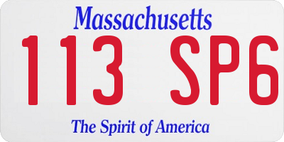 MA license plate 113SP6