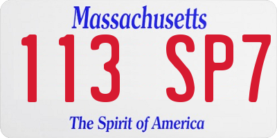 MA license plate 113SP7