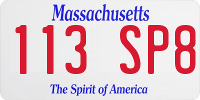 MA license plate 113SP8