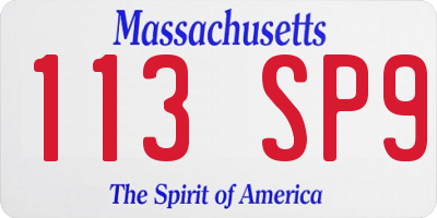 MA license plate 113SP9
