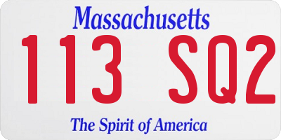MA license plate 113SQ2