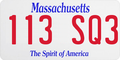 MA license plate 113SQ3