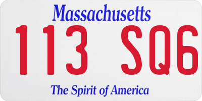 MA license plate 113SQ6