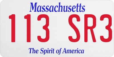 MA license plate 113SR3