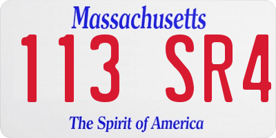 MA license plate 113SR4