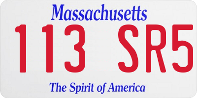 MA license plate 113SR5