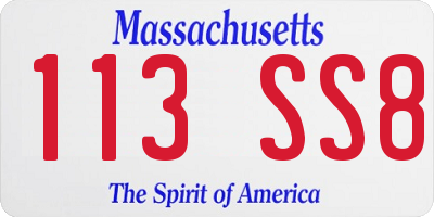 MA license plate 113SS8