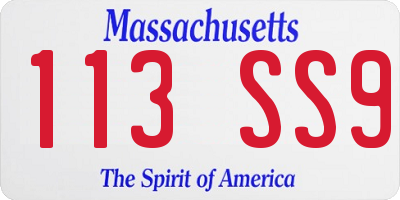 MA license plate 113SS9