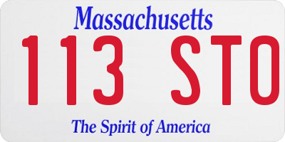 MA license plate 113ST0