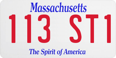 MA license plate 113ST1