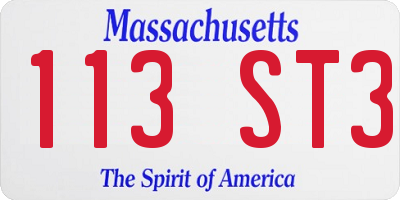 MA license plate 113ST3