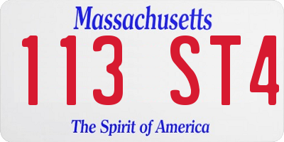 MA license plate 113ST4