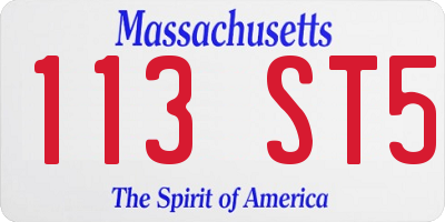 MA license plate 113ST5