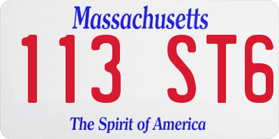MA license plate 113ST6