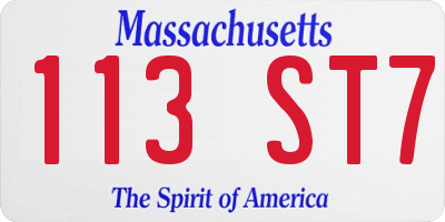 MA license plate 113ST7