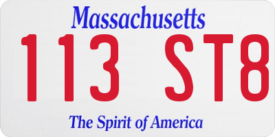 MA license plate 113ST8