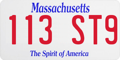 MA license plate 113ST9